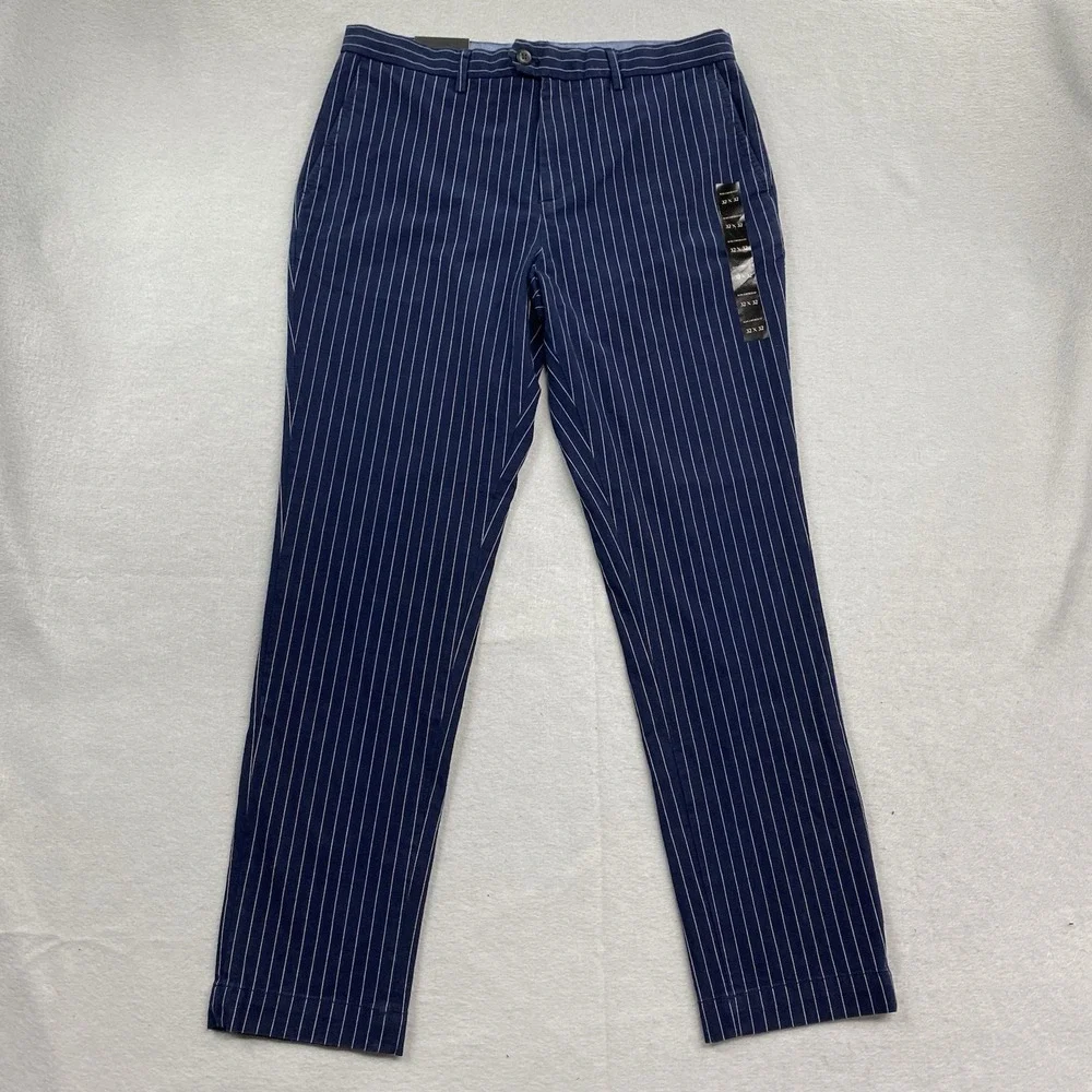 Banana Republic Pants Mens 32x32 Blue Chino Grayson Slim Tapered Fit Striped